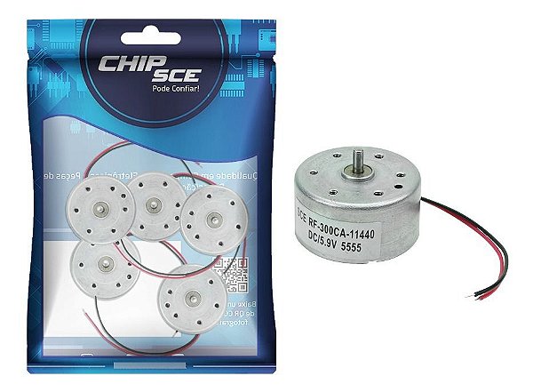 Motor RF-300 Para Robótica Arduino Dvd PS 5.9V (Eixo 6mm) - 5 Peças