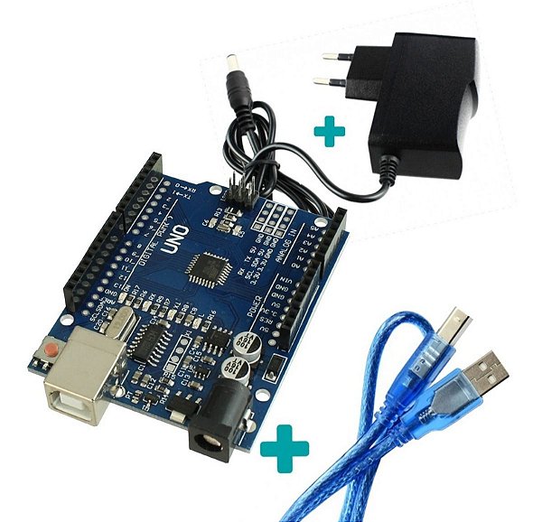 Arduino Uno R3 Smd CompátiIvel CH340 - Com Cabo Usb + Fonte 9V 1A
