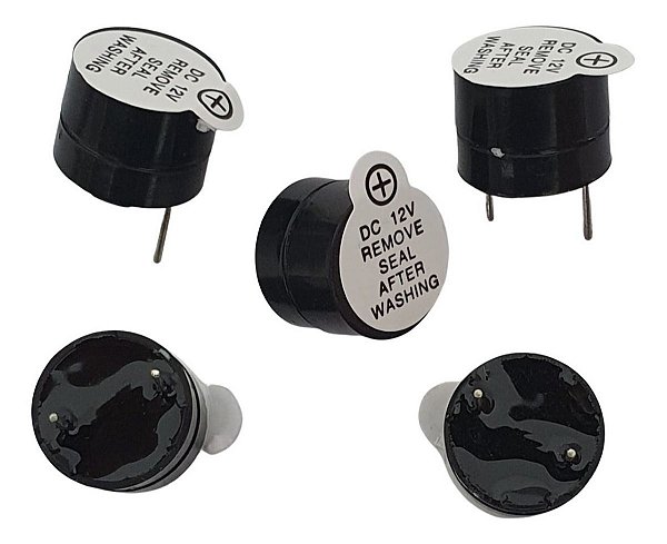 Buzzer Ativo 12V Bip Contínuo Pci 12Mm - 5 Peças