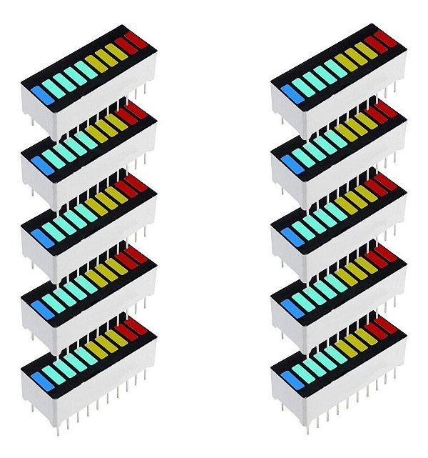 Barra Gráfica De Led ( Bargraph ) 10 Segmentos Colorida - 10 Peças