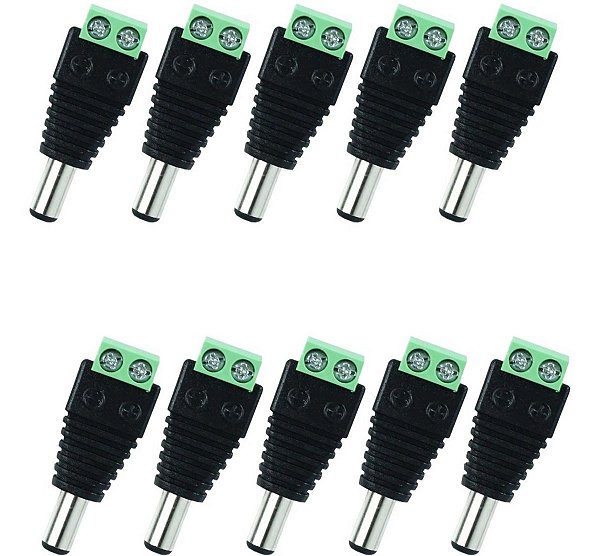 Plug Conectores P4 Macho Com Borne Cftv - 10 Peças (6550)