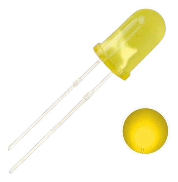 Led Difuso Amarelo 5mm - 100 Peças