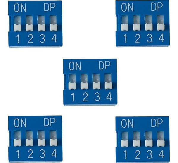 Chave Dip Switch KF1001 Azul 4 Vias - 5 Peças