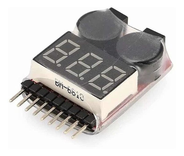 Módulo Alarme de Bateria Li-Po Duplo com Voltímetro e Buzzer Teste 1s a 8s