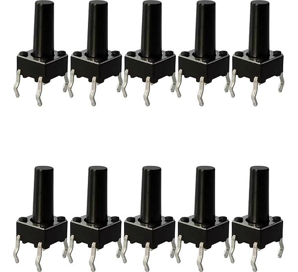 Chave Táctil Push Button Kfc-A06 6x6x13mm 4 Terminais 10 Peças