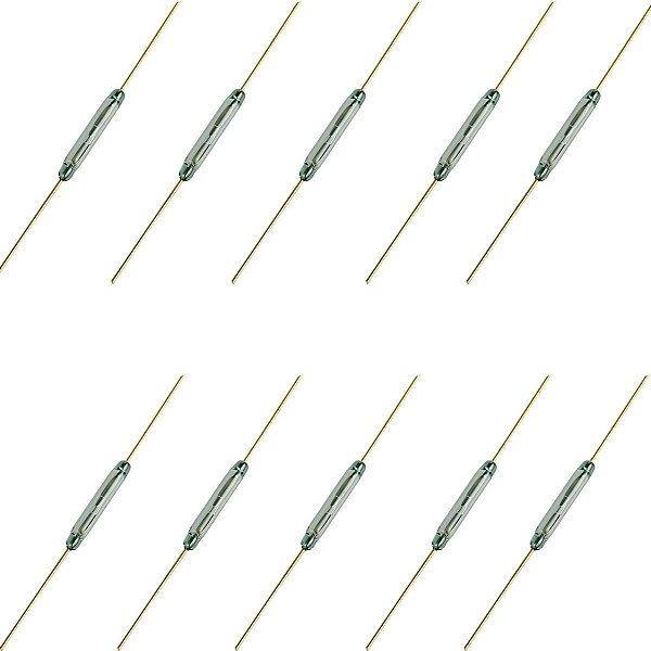Chave Magnética Reed Switch Ampola Reed Dourada 14x2mm - Kit 10 Peças