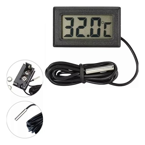 Termômetro Digital LCD Aquário Freezer Estufa Culinária Chocadeira Multiuso