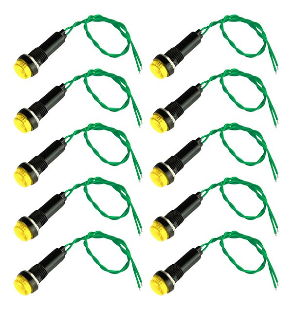 Sinaleiro Led (Olho De Boi) XD8-2 220V Para Painel Amarelo - Kit 10 Peças