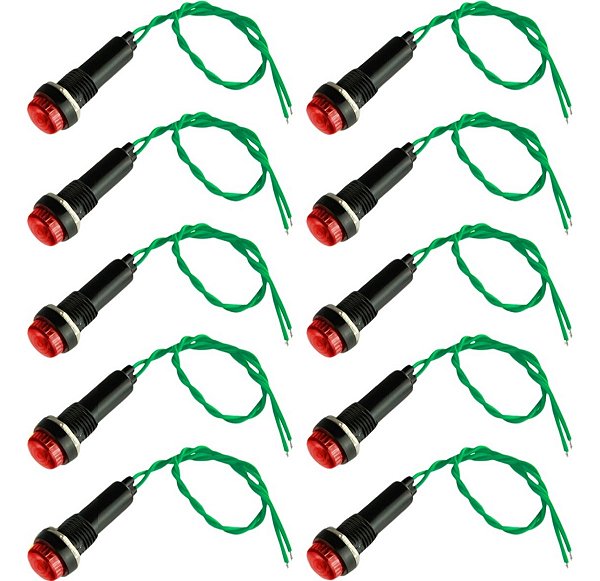 Sinaleiro Led Olho De Boi XD8-2 12V Para Painel Vermelho - Kit 10 Peças
