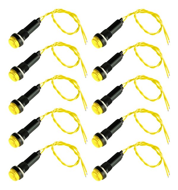 Sinaleiro Led Olho De Boi XD8-2 24V Para Painel Amarelo - Kit 10 Peças