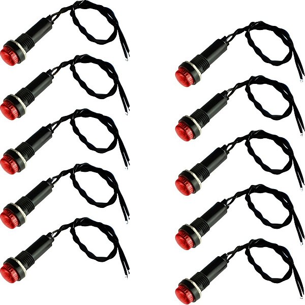 Sinaleiro Led Olho De Boi XD8-2 110V Para Painel Vermelho - Kit 10 Peças
