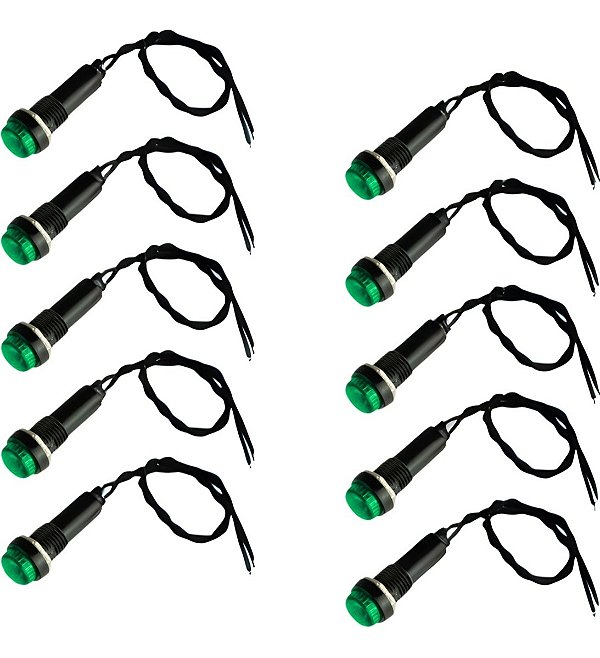 Sinaleiro Led Olho De Boi XD8-2 110V Para Painel Verde - Kit 10 Peças