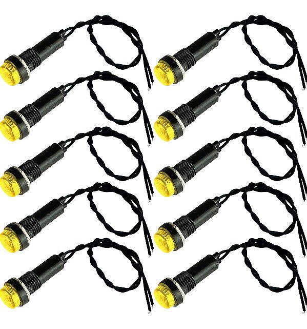 Sinaleiro Led Olho De Boi XD8-2 110V Para Painel Amarelo - Kit 10 Peças