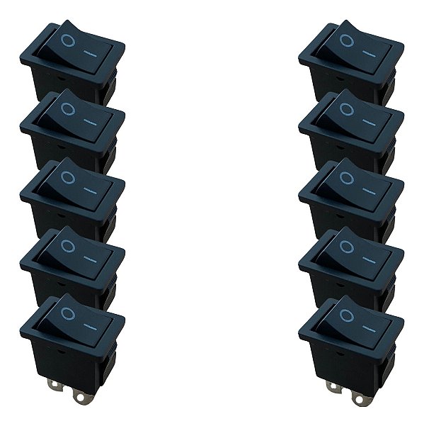 Chave Gangorra Kcd1-104n 4 Terminal Preto Com Marcação - 10 Peças