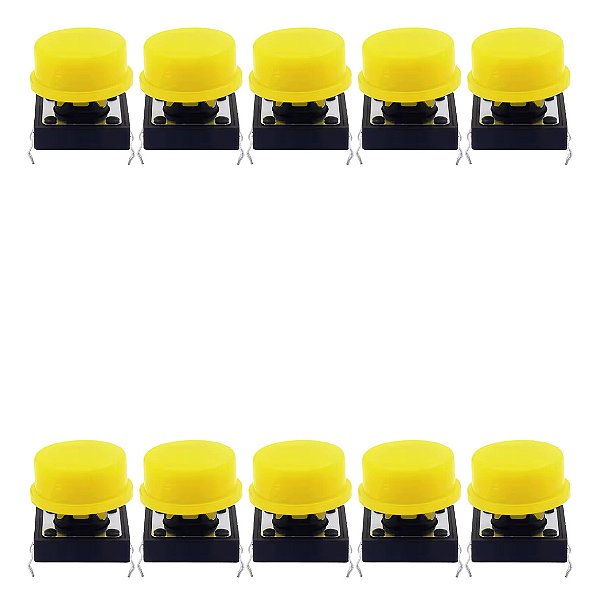 Kit 10 Chave Táctil 12x12x7,3mm Capa Amarela Para Arduino