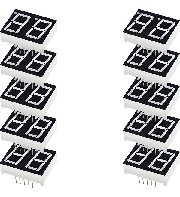 Kit 10 Display 7 Seguimentos 2 Digitos Vermelho Catodo Comum Para Arduino