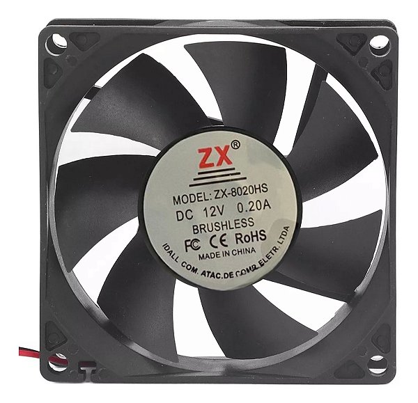 Micro Ventilador Cooler Calor Ventoinha 80x80x20mm 12v Para Arduino
