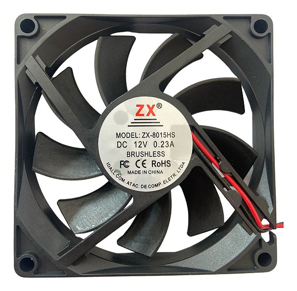 Micro Ventilador Cooler Ventoinha 80x80x15mm 12v Com Fio Para Arduino