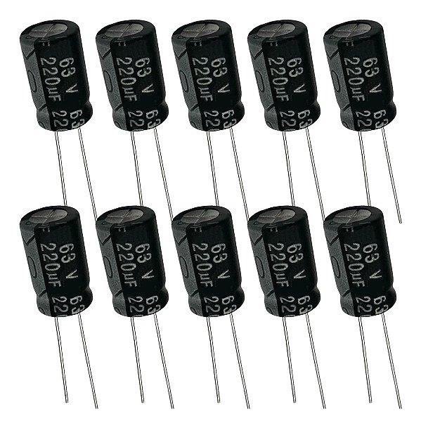 Capacitor Eletrolítico 220uf 63v - 10 Peças