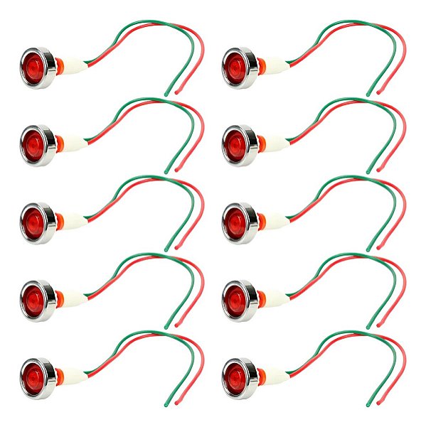 Kit 10 Lâmpada Sinaleiro Olho De Boi Xd10-7 24v Vermelho
