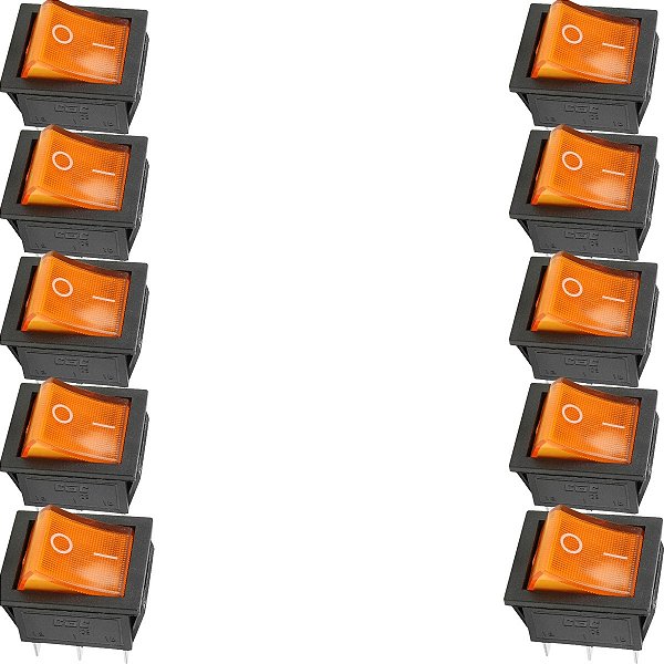 Kit 10 Chave Interruptor Liga Desliga Gangorra Kcd4-201 Laranja