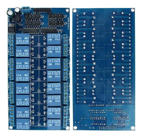 Módulo Relé 12V 10A 16 Canais com Optoacopladores