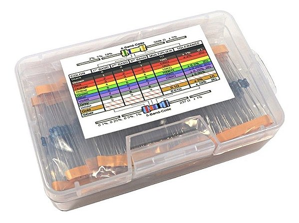 Kit de Resistores CR25 1/4W Precisão 1% - 525 Peças Sortidas para Eletrônica,