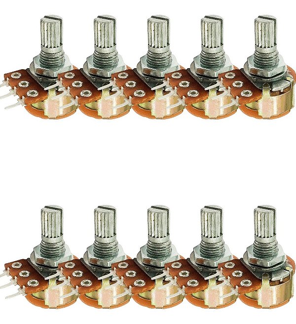 Kit 10 Potenciômetro Rotativo Com Chave Wh160-b 100k L16 3 Terminais