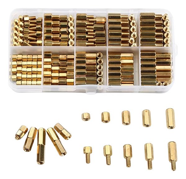 Kit 300 Espaçadores Metálicos Parafusos E Porcas Macho Fêmea M3 Caixa Organizadora