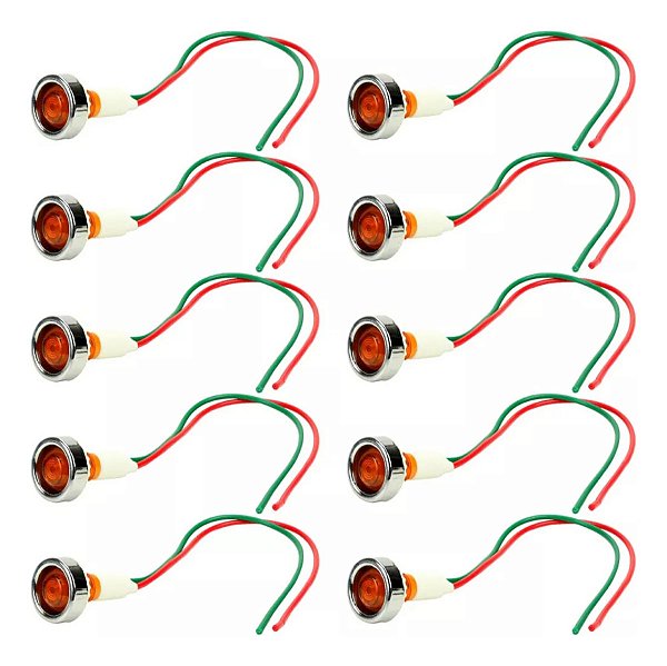 Kit 10 Lâmpada Sinaleiro Olho De Boi Xd10-7 24v Amarelo