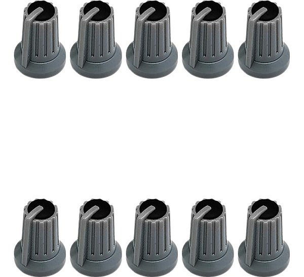 Kit 10 Knob Ka481 Para Potenciômetro Rotativo Eixo Estriado 6mm Preto cinza