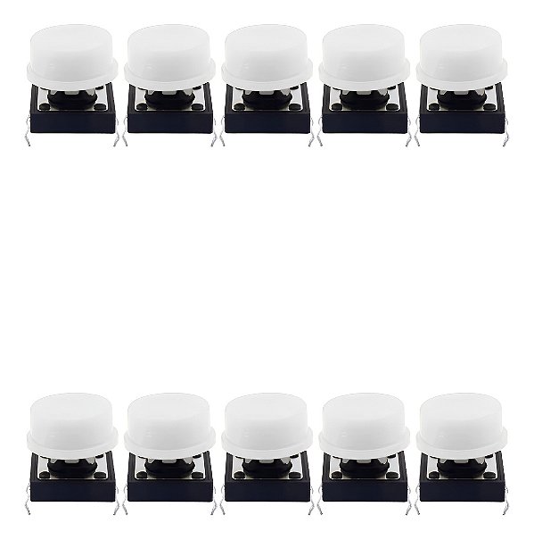 Kit 10 Chave Táctil 12x12x7,3mm Capa Branco Para Arduino