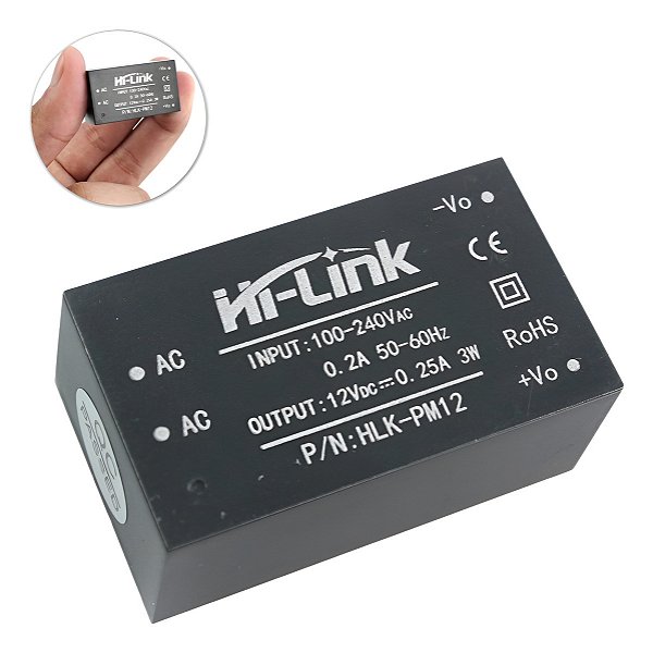 Mini Fonte Chaveada Hilink 12vdc 0.25a 3w Hlk-pm12 100-240v De alimentação