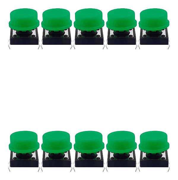 Chave Botão Táctil 12x12x7,3mm Capa Verde Para Arduino Kit 10 Peças