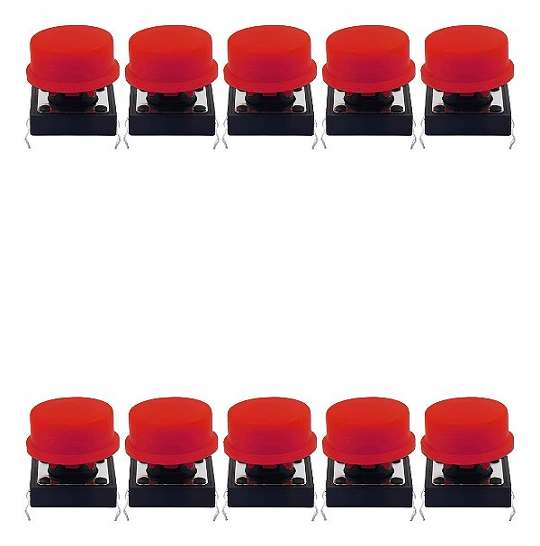 Chave Botão Táctil 12x12x7,3mm Capa Vermelho Para Arduino Kit 10 Peças