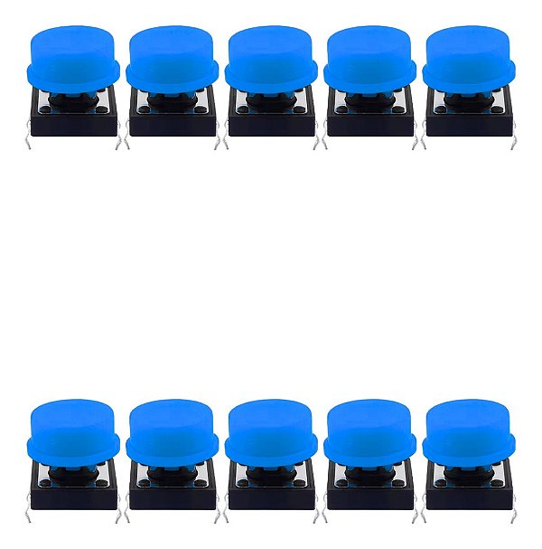 Kit 10 Chave Táctil 12x12x7,3mm Capa Vermelho Para Arduino  Azul