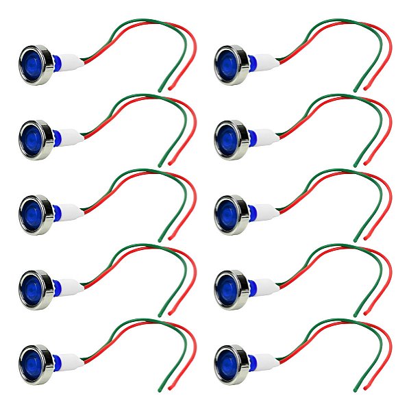 Kit 10 Lâmpada Sinaleiro Olho De Boi Xd10-7 12V - Azul