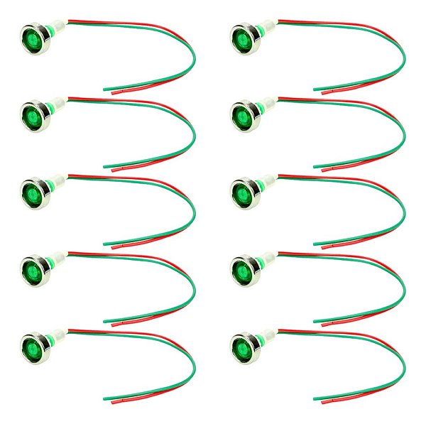 Kit 10 Lâmpada Sinaleiro Olho De Boi Xd10-7 12v Verde