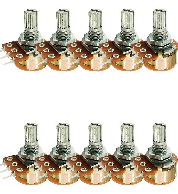 Kit 10 Potenciômetro Rotativo Wh160-b 10k L15mm  3 Terminais Com Chave