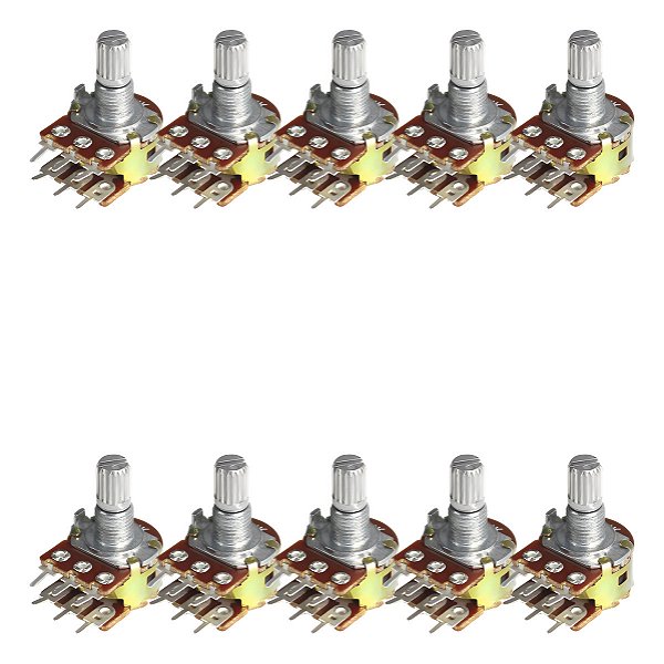 Kit 10 Potenciômetro Linear Duplo 100k L15 Mini Wh148-2