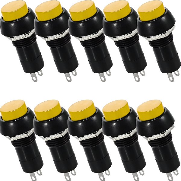 Kit 10 Chave Botão Push Button Pbs-11b Amarelo Sem Trava
