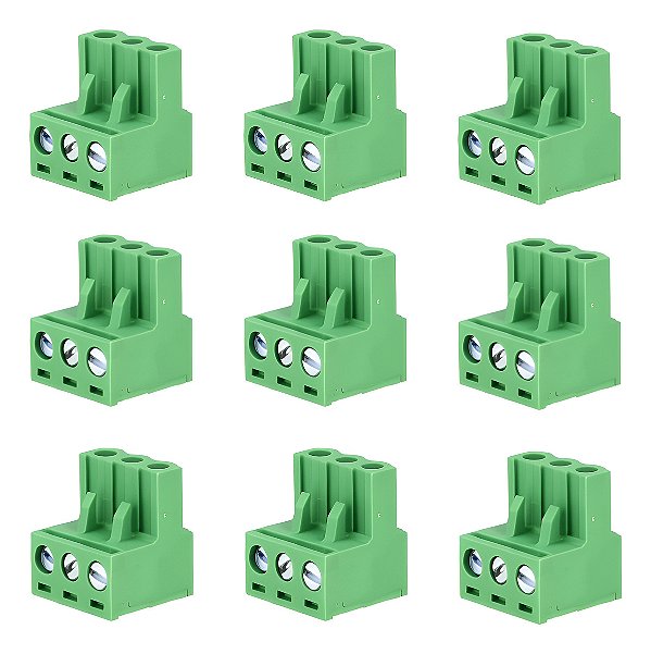 Borne Fêmea 2edgk-akz 3 Vias Passo 5,08mm Verde Kit 10 Peças