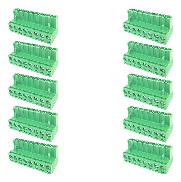 Kit 10 Borne Fêmea 2edgk-akz 8 Vias Passo 5,08mm Verde