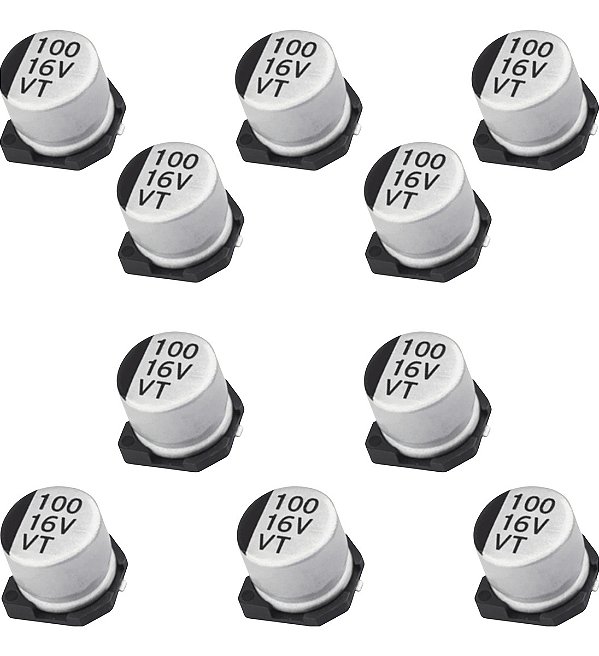 Kit 10 Capacitores 100uf 16v Smd 6.3x5.4mm Alta Qualidade