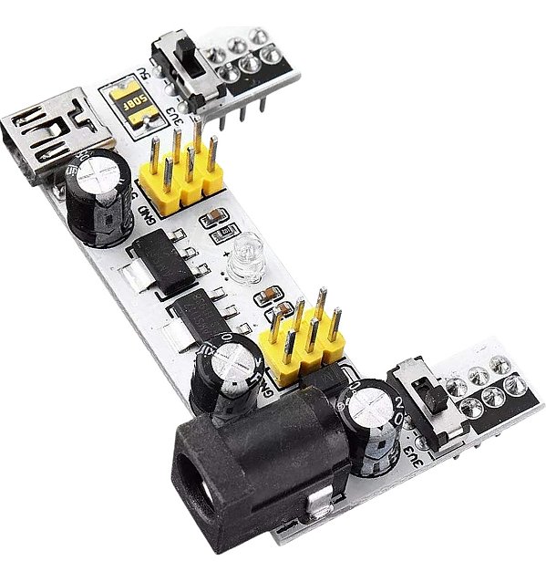 Módulo Fonte Protoboard 12V para 5V/3,3V Regulador de Tensão Arduino Branco