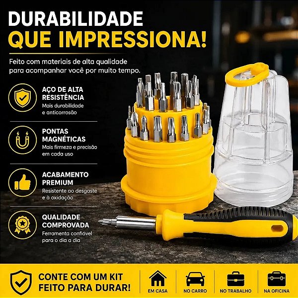 Jogo Kit Chaves Precisão 31 Peças Fenda Torx Alen Philips e Jogo de Ferramentas Chaves de Fenda/Philips
