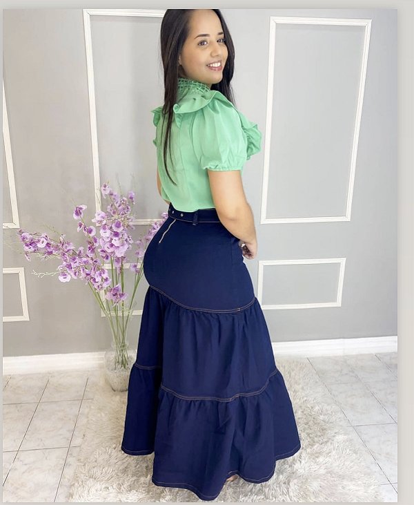Saias jeans longa