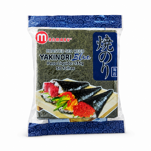 Nori Alga Marinha Blue 50 Folhas 135G Importado - Manmaru