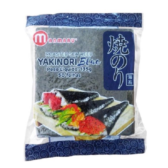 Nori Alga Marinha Blue 50 Folhas 135G Importado - Manmaru