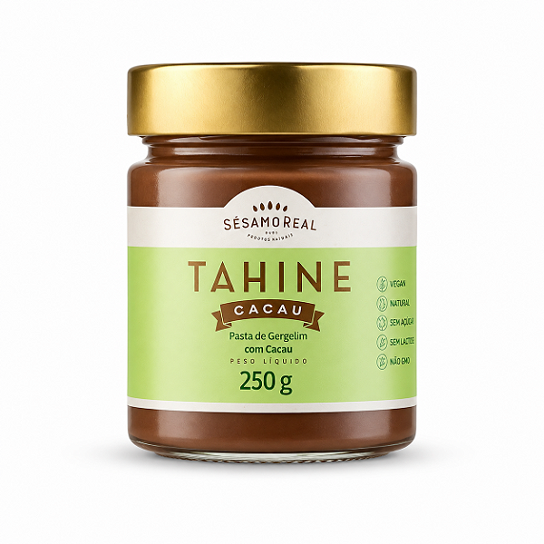 Tahine Pasta de Gergelim com Cacau Vegano Sésamo Real 250g Sem Glúten